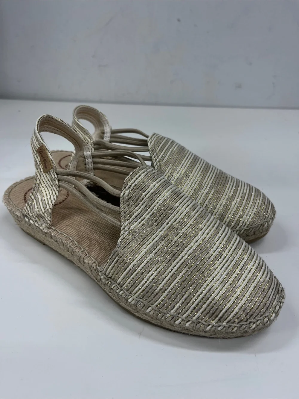 New Toni Pons Espadrilles In Tan/Gold Size EU 37(US 6.5)